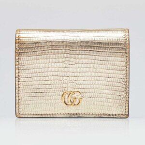 Gucci Gold Lizard Marmont GG Card Case Wallet